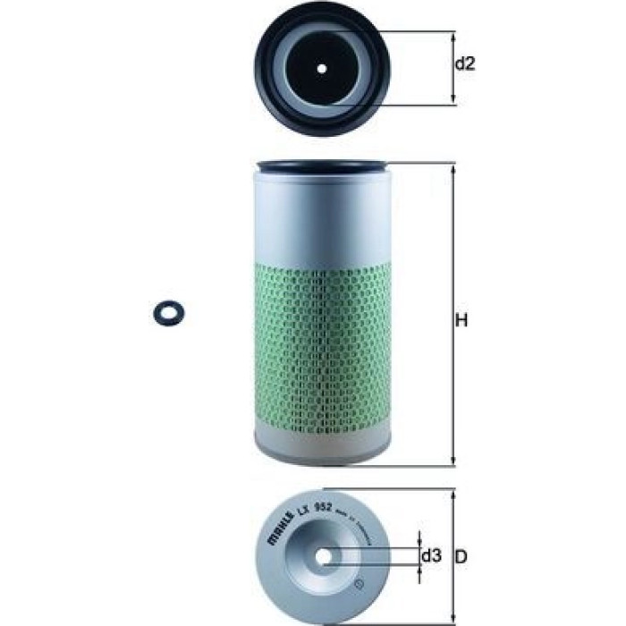 LX 952 MAHLE Luftfilter LX 952, Filtereinsatz, Höhe 290 mm – u. a. für Land Rover Defender Station Wagon (L316, L315) – OE Nummer ESR2102 - l