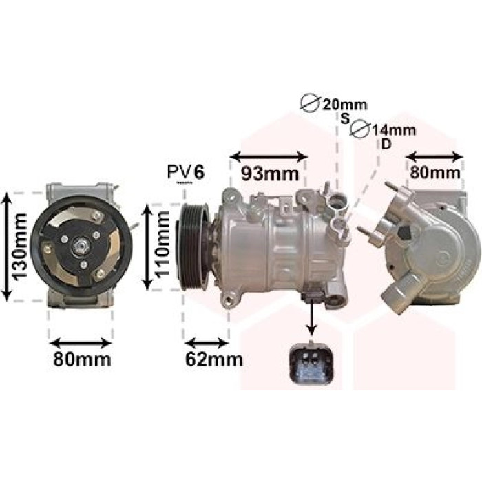 Van Wezel Klimakompressor 0901K707 Van Wezel Klimakompressor 0901K707
