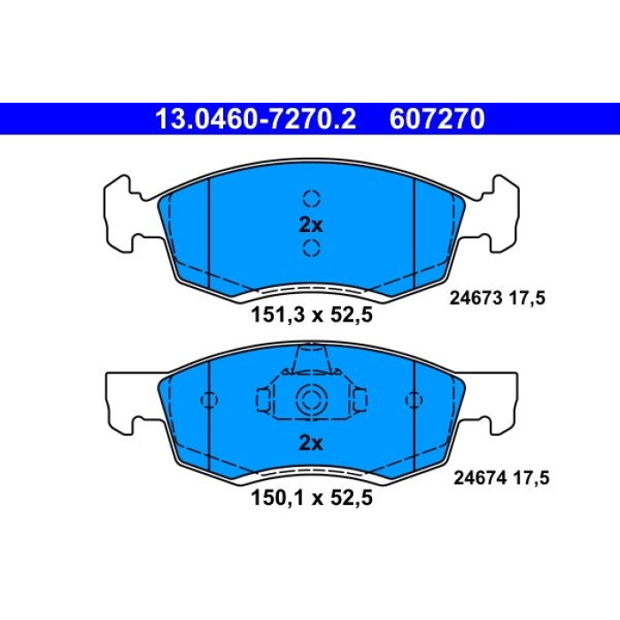 ATE Bremsbelagsatz Dacia Vorderachse Logan 1.4-1.6 07 13.0460-7270.2 ATE Bremsbelagsatz Dacia Vorderachse Logan 1.4-1.6 07 13.0460-7270.2