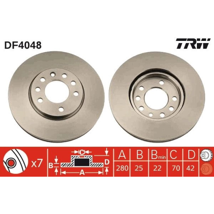 TRW Bremsscheibe Opel Astra/Corsa/Meriva 98 DF4048 TRW Bremsscheibe Opel Astra/Corsa/Meriva 98 DF4048