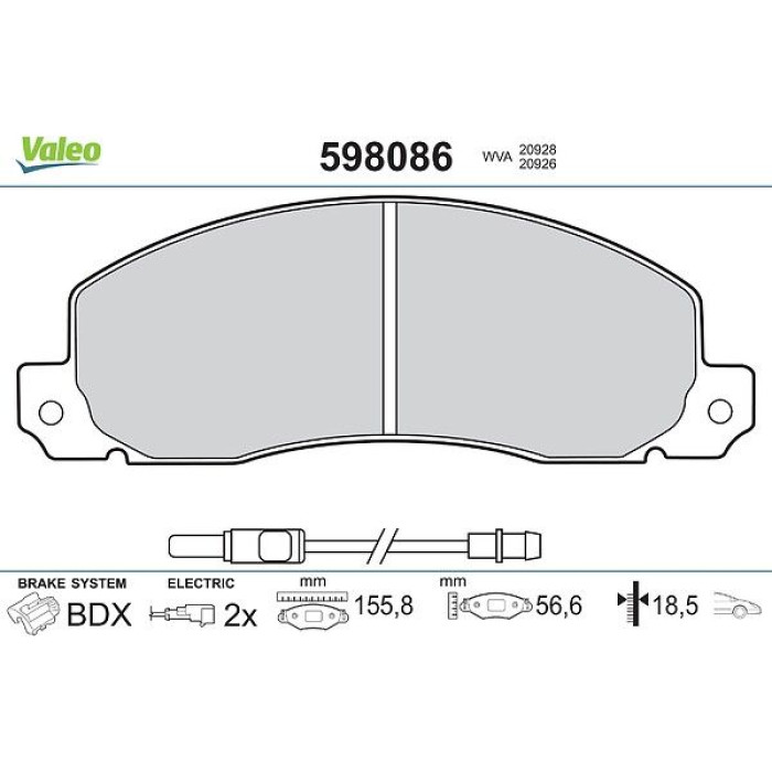 Valeo Bremsbelagsatz 598086 Valeo Bremsbelagsatz 598086