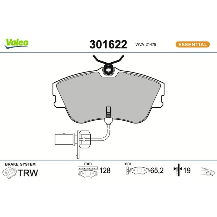 Valeo Bremsbelagsatz 301622 Valeo Bremsbelagsatz 301622