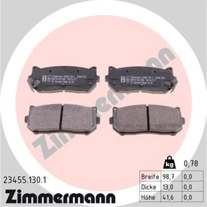 ZIMMERMANN Bremsbeläge 23455.130.1 ZIMMERMANN Bremsbeläge 23455.130.1