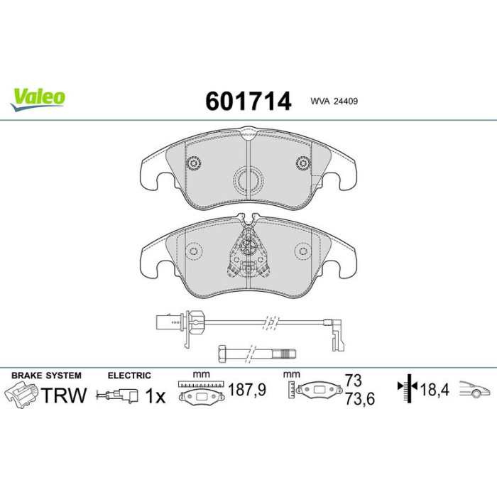 Valeo Bremsbelagsatz 601714 Valeo Bremsbelagsatz 601714