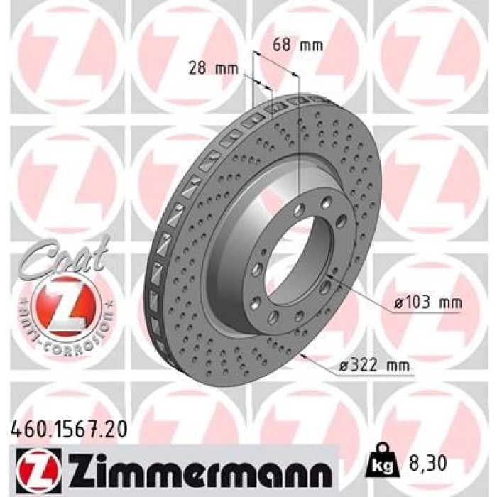 Zimmermann Bremsscheibe Hinterachse rechts 460.1567.20 Zimmermann Bremsscheibe Hinterachse rechts 460.1567.20