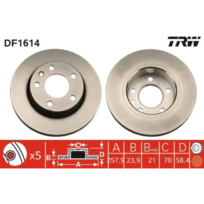 TRW Bremsscheibe DF1614 TRW Bremsscheibe DF1614