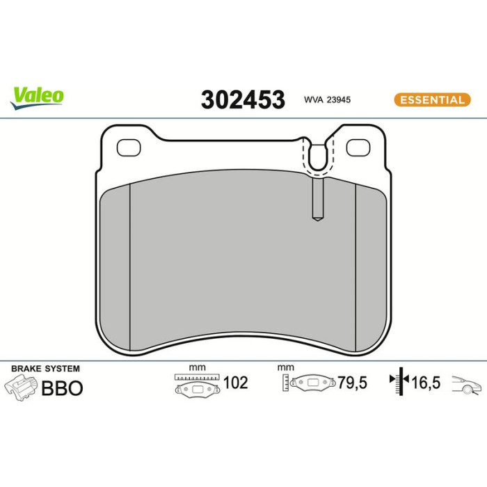 Valeo Bremsbelagsatz 302453 Valeo Bremsbelagsatz 302453