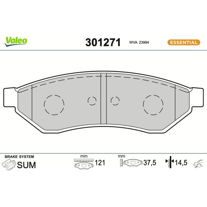 Valeo Bremsbelagsatz 301271 Valeo Bremsbelagsatz 301271