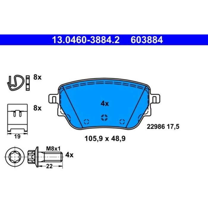ATE Bremsbelagsatz 13.0460-3884.2 ATE Bremsbelagsatz 13.0460-3884.2