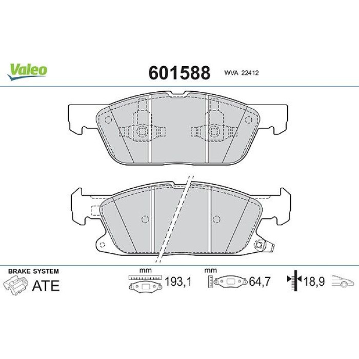 Valeo Bremsbelagsatz 601588 Valeo Bremsbelagsatz 601588