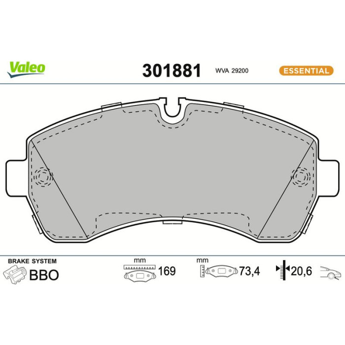 Valeo Bremsbelagsatz 301881 Valeo Bremsbelagsatz 301881