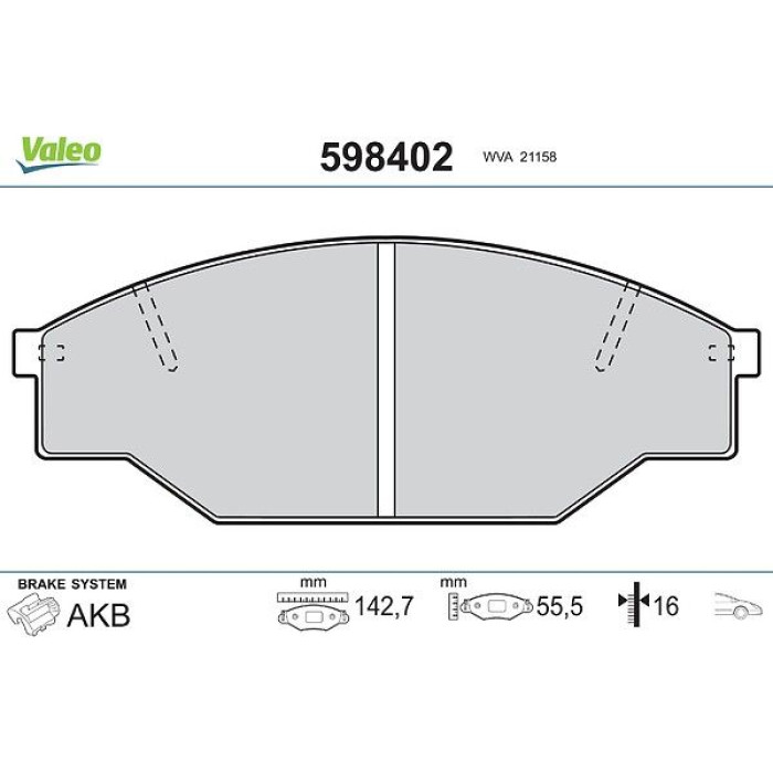 Valeo Bremsbelagsatz 598402 Valeo Bremsbelagsatz 598402