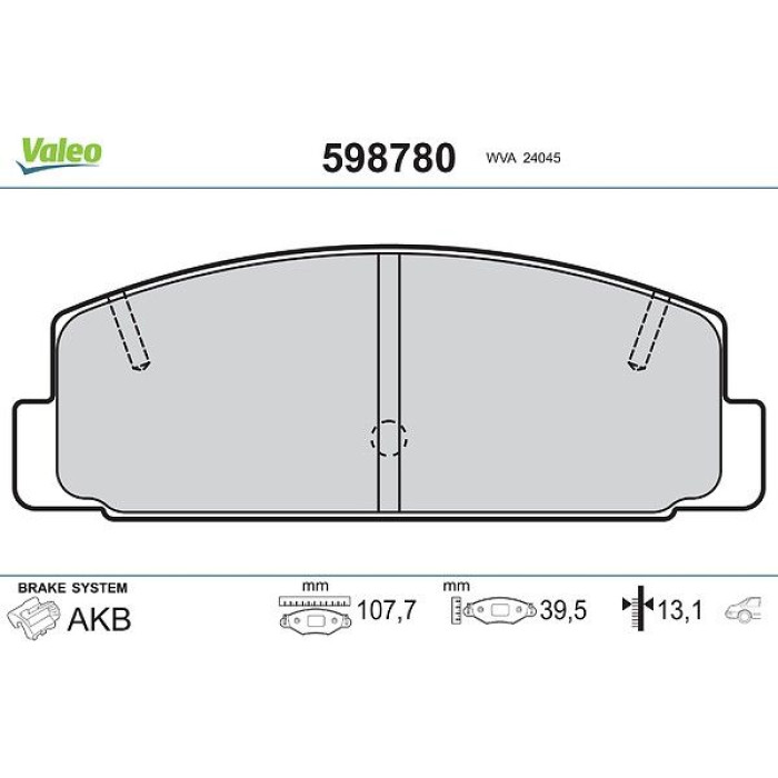 Valeo Bremsbelagsatz 598780 Valeo Bremsbelagsatz 598780