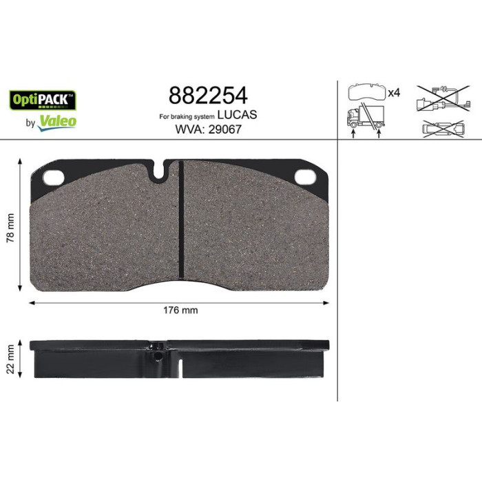Valeo Bremsbelagsatz 882254 Valeo Bremsbelagsatz 882254