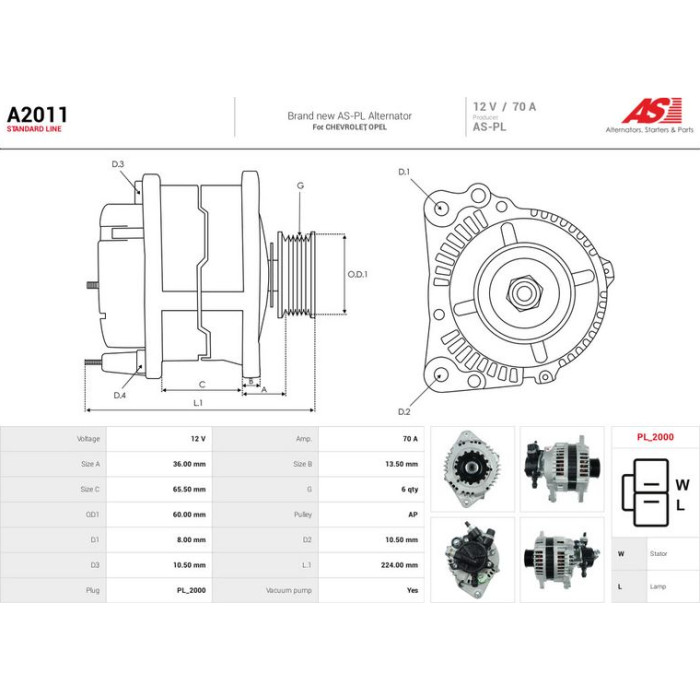 A2011 AS-PL Lichtmaschine (Generator) A2011
