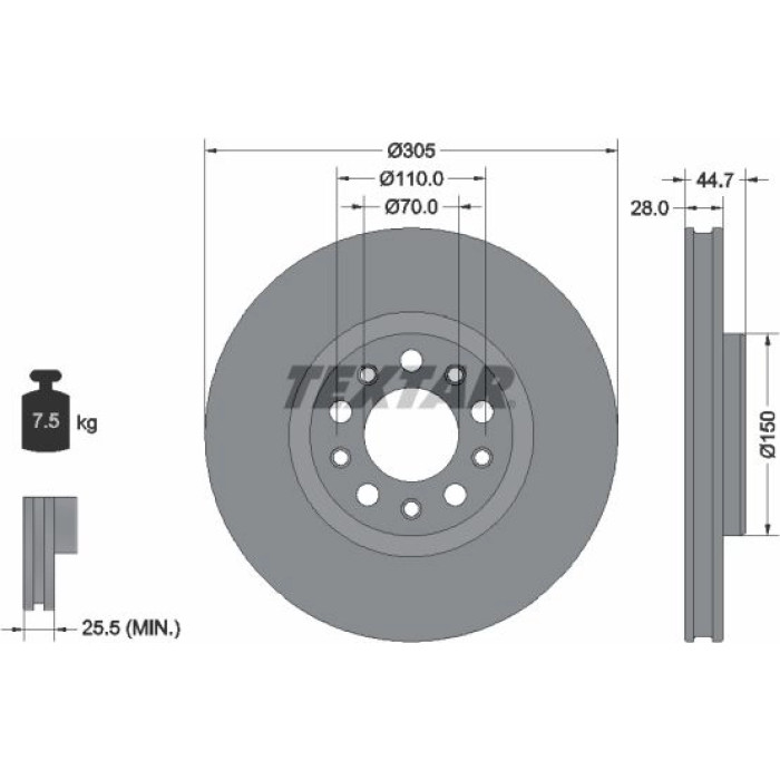 Textar Bremsscheibe 92326305 Textar Bremsscheibe 92326305