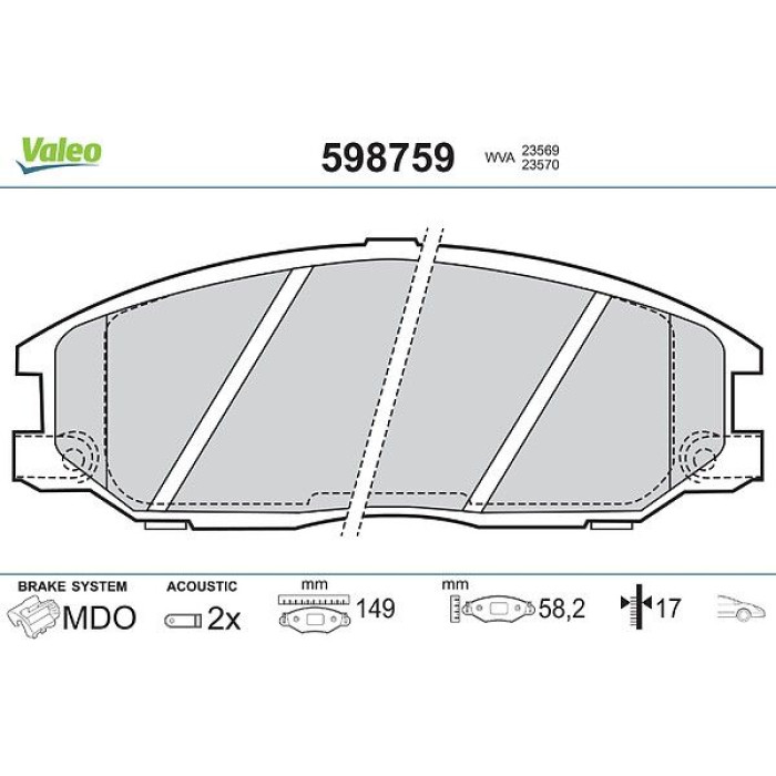 Valeo Bremsbelagsatz 598759 Valeo Bremsbelagsatz 598759