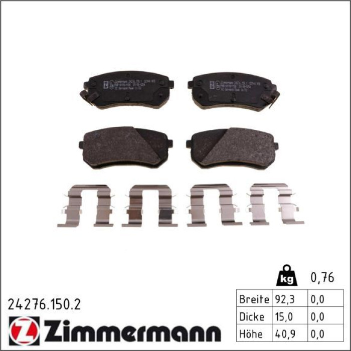 24276.150.2 ZIMMERMANN Bremsbeläge 24276.150.2 24276.150.2 ZIMMERMANN Bremsbeläge 24276.150.2