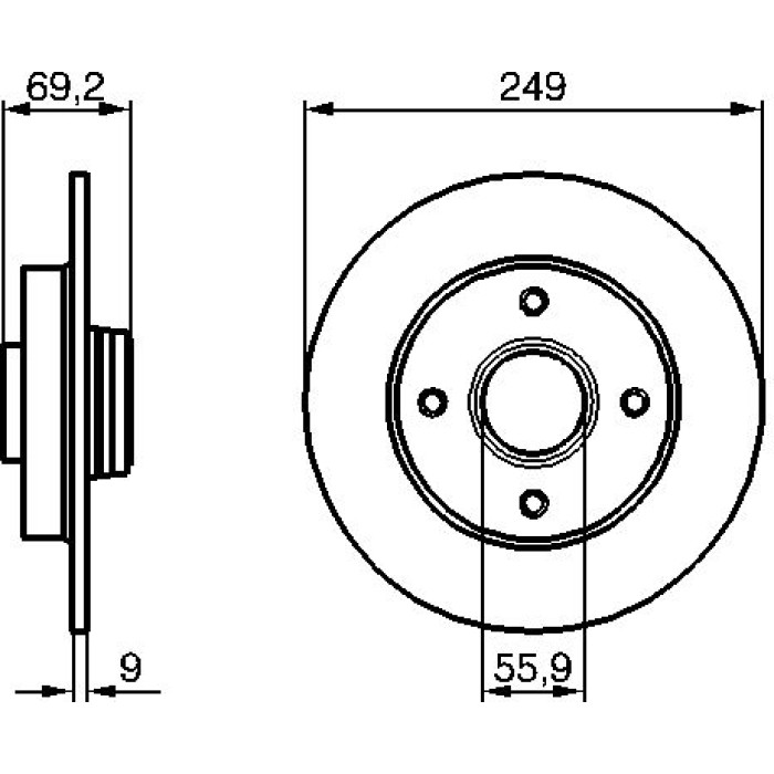 Bosch Bremsscheibe Hinterachse 0 986 479 255