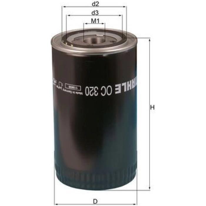 OC 320 MAHLE Ölfilter OC 320, Anschraubfilter, Höhe 170,6 mm – u. a. für Mercedes-Benz Actros Mp2 / Mp3, Axor 2, Volvo Fh – OE Nummer TRA115561 - l