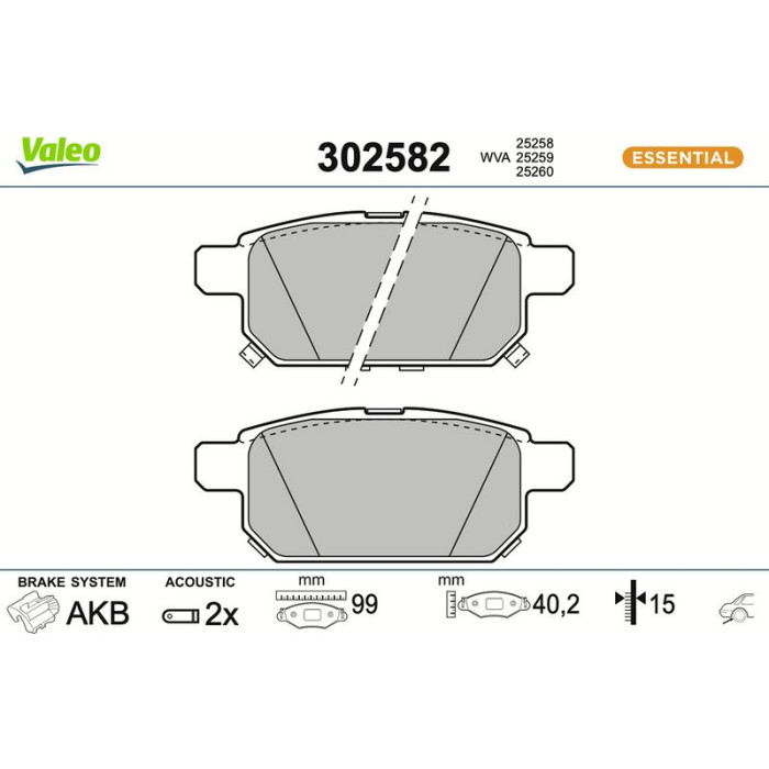 Valeo Bremsbelagsatz 302582 Valeo Bremsbelagsatz 302582