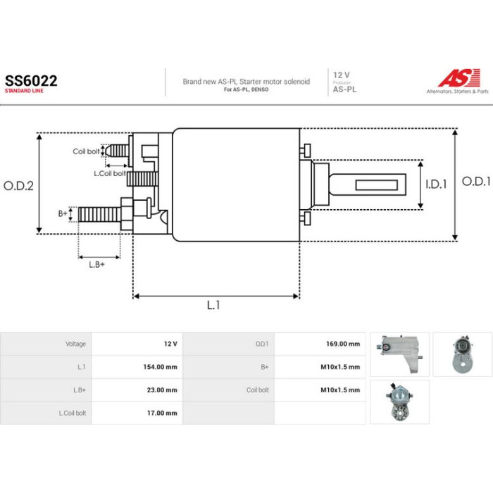 AS-PL Schalter für Anlasser SS6022 AS-PL Schalter für Anlasser SS6022