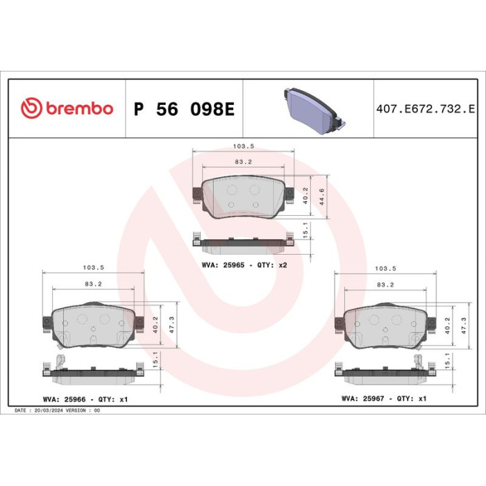 BREMBO Bremsklötze EV HA P 56 098E BREMBO Bremsklötze EV HA P 56 098E