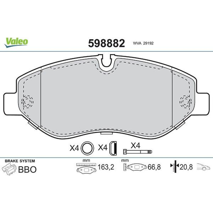 Valeo Bremsbelagsatz 598882 Valeo Bremsbelagsatz 598882