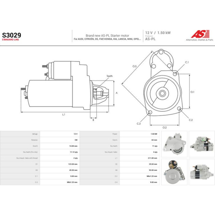 S3029 AS-PL Anlasser (Starter) S3029