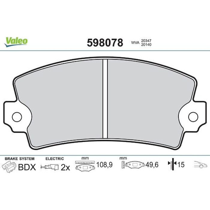Valeo Bremsbelagsatz 598078 Valeo Bremsbelagsatz 598078