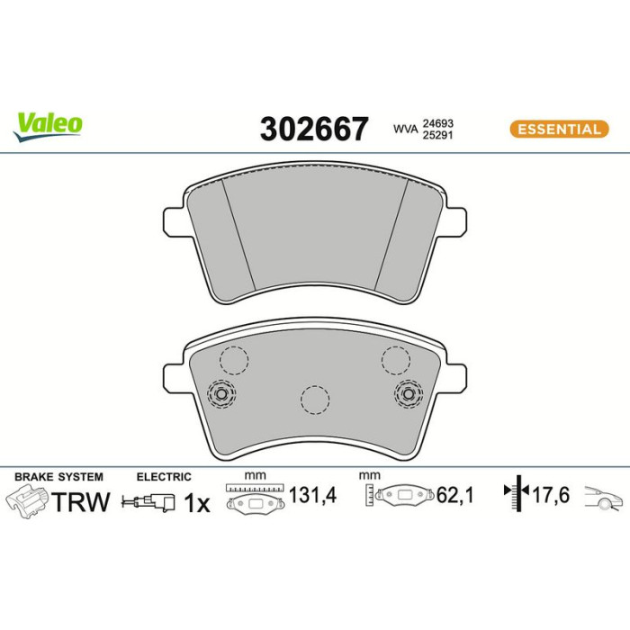 Valeo Bremsbelagsatz 302667 Valeo Bremsbelagsatz 302667