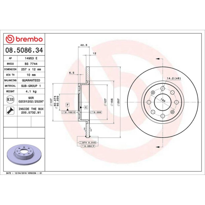 Brembo Bremsscheibe Vorderachse 08.5086.34