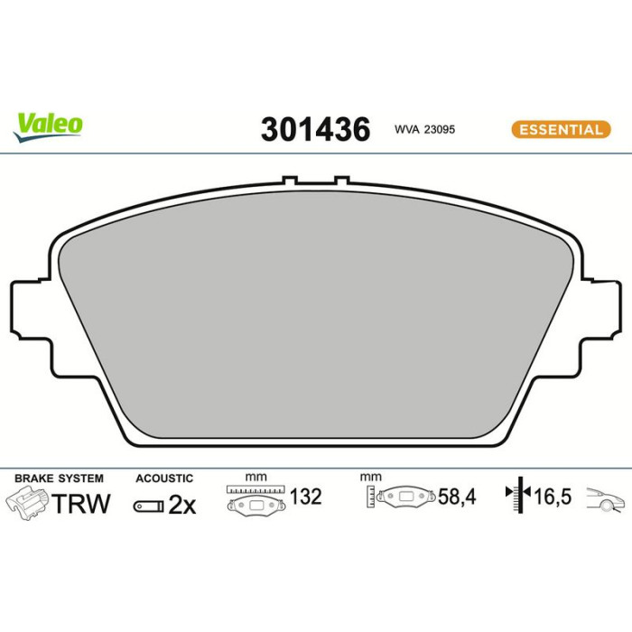 Valeo Bremsbelagsatz 301436 Valeo Bremsbelagsatz 301436