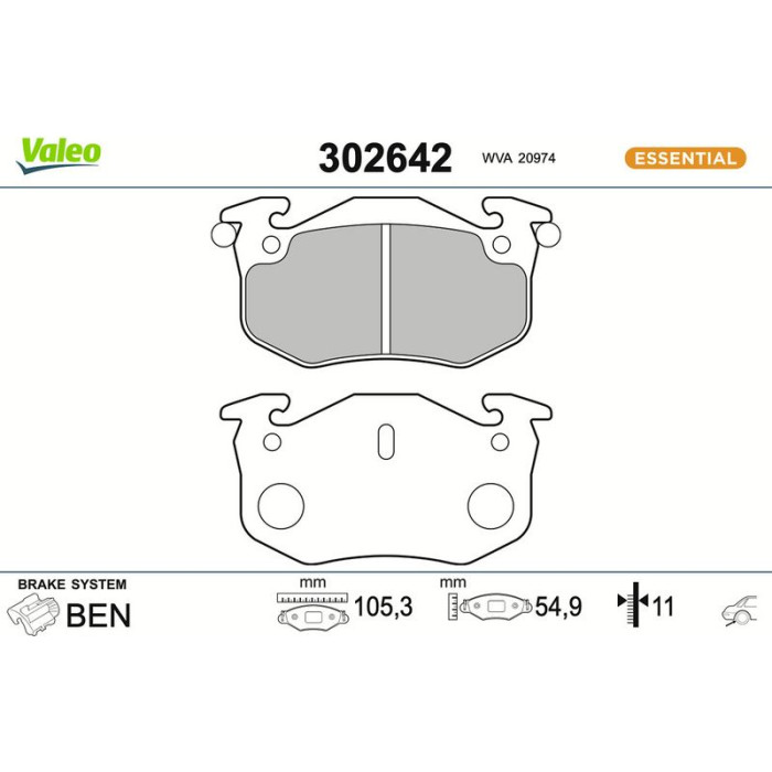 Valeo Bremsbelagsatz 302642 Valeo Bremsbelagsatz 302642