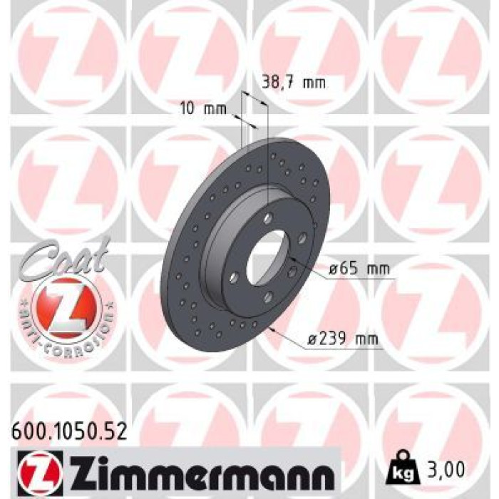 Zimmermann 17 481 012 Sport Bremsscheibe Vorderachse Sport 600.1050.52