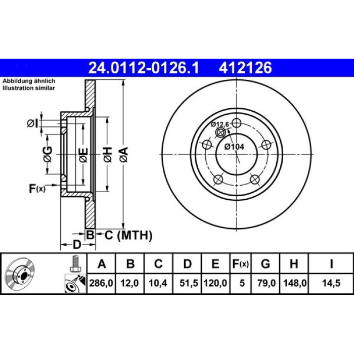 ATE Bremsscheibe BMW Vorderachse 3/Z3 (E36) 1, 6-2, 0 90-03 24.0112-0126.1 ATE Bremsscheibe BMW Vorderachse 3/Z3 (E36) 1, 6-2, 0 90-03 24.0112-0126.1