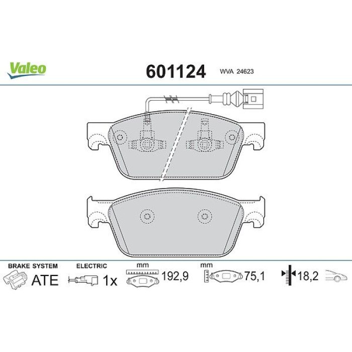 Valeo Bremsbelagsatz 601124 Valeo Bremsbelagsatz 601124