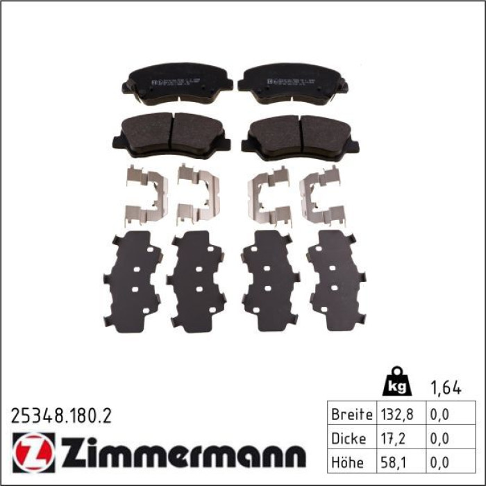 25348.180.2 ZIMMERMANN Bremsbeläge 25348.180.2 25348.180.2 ZIMMERMANN Bremsbeläge 25348.180.2