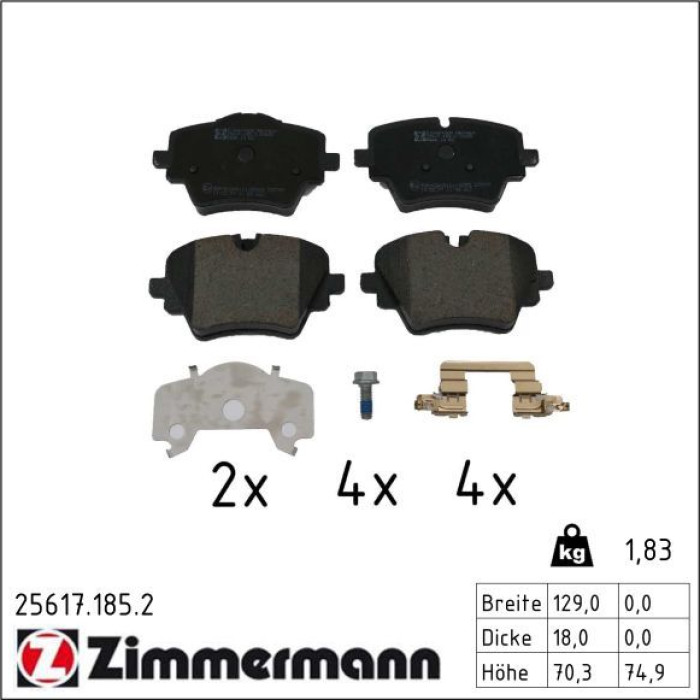 ZIMMERMANN Bremsbelagsatz, Scheibenbremse 25617.185.2