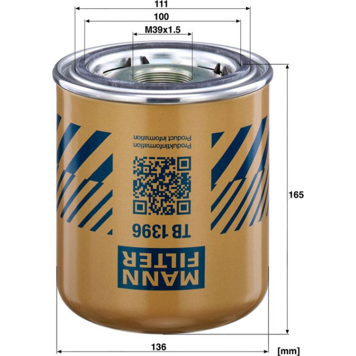 MANN-FILTER Lufttrocknerpatrone TB 1396 x MANN-FILTER Lufttrocknerpatrone TB 1396 x