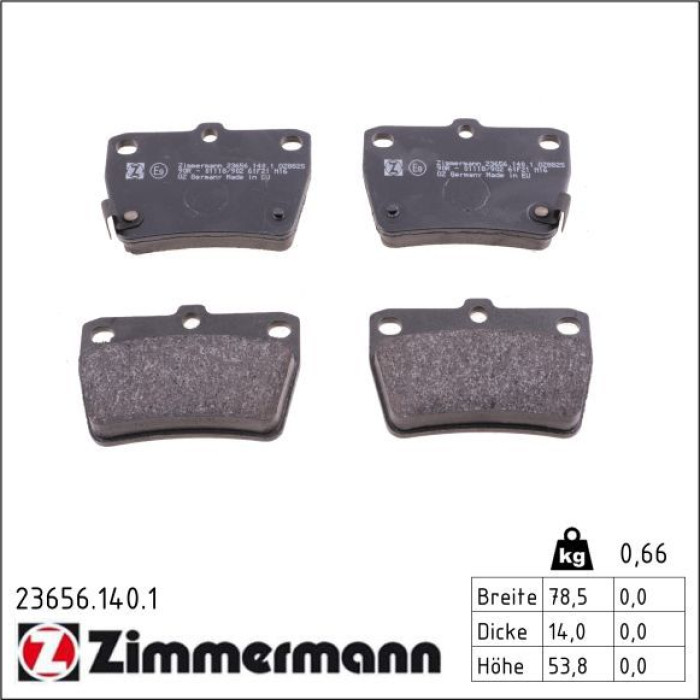 ZIMMERMANN Bremsbeläge 23656.140.1 ZIMMERMANN Bremsbeläge 23656.140.1
