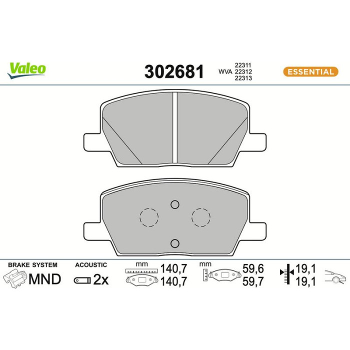 Valeo Bremsbelagsatz 302681 Valeo Bremsbelagsatz 302681