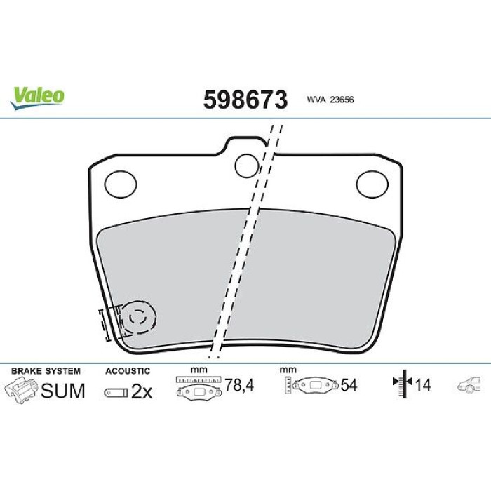 Valeo Bremsbelagsatz 598673 Valeo Bremsbelagsatz 598673