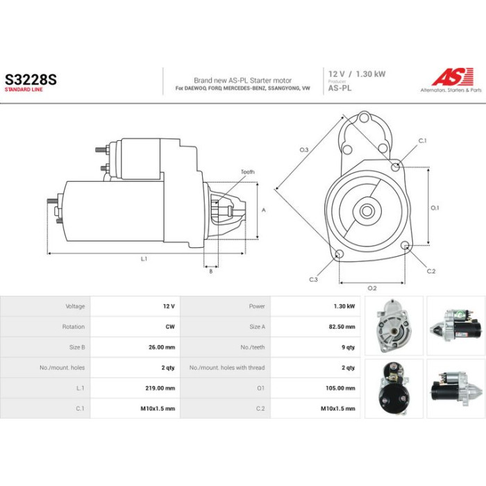 AS-PL Anlasser S3228S