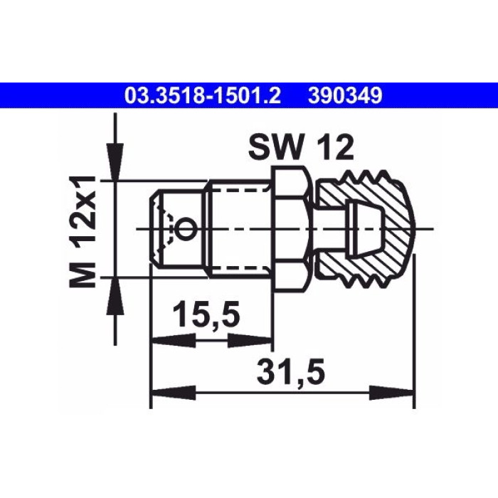 ATE Entlüftungsschraube / Entlüftungsventil 03.3518-1501.2 ATE Entlüftungsschraube / Entlüftungsventil 03.3518-1501.2