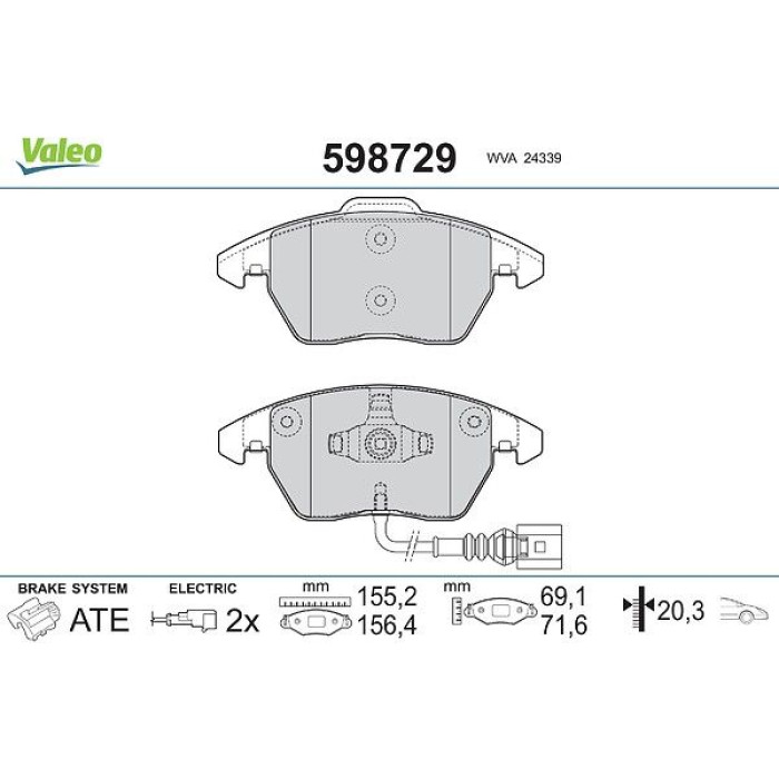 Valeo Bremsbelagsatz 598729 Valeo Bremsbelagsatz 598729