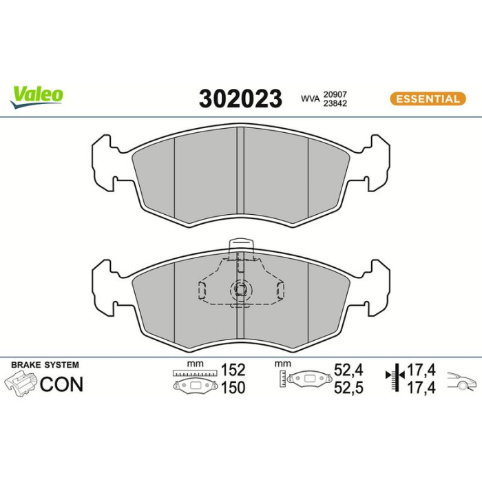 Valeo Bremsbelagsatz 302023 Valeo Bremsbelagsatz 302023