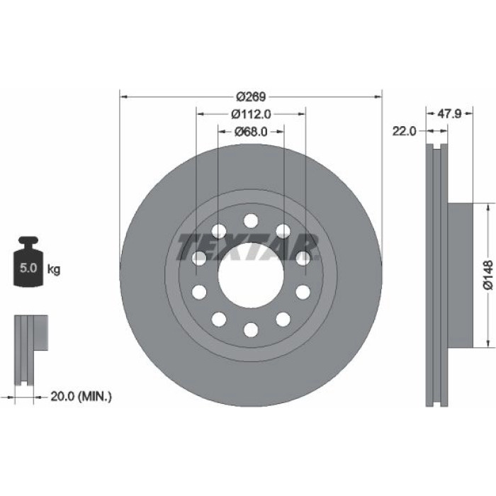 Textar Bremsscheibe 92176903 Textar Bremsscheibe 92176903