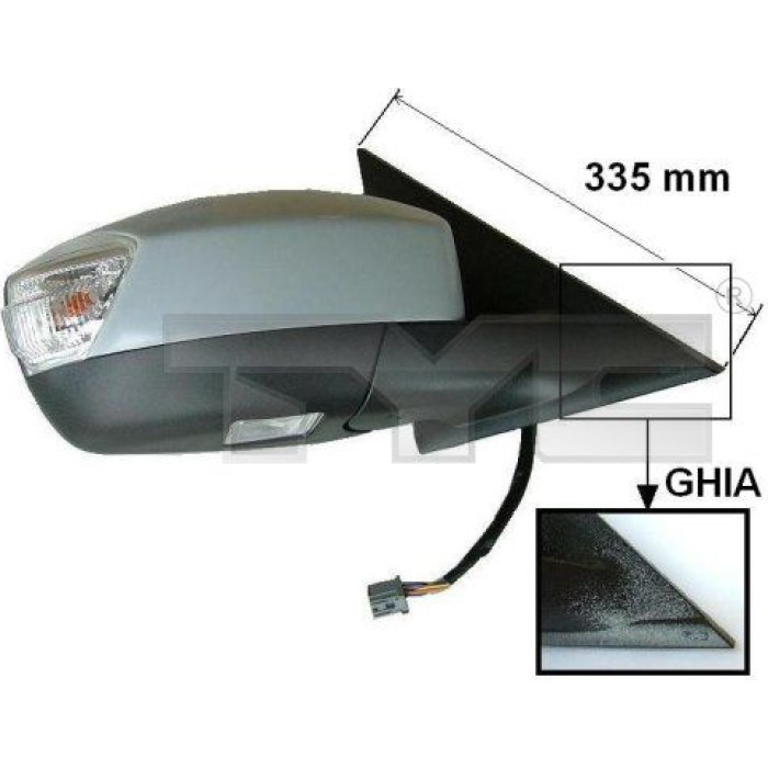 TYC Außenspiegel links elektrisch verstellbar, grundiert, asphärisch, beheizbar, mit Blinker, mit Umfeldbeleuchtung 310-0120 OE Nummer 1405057 - l TYC Außenspiegel links elektrisch verstellbar, grundiert, asphärisch, beheizbar, mit Blinker, mit Umfeldbeleuchtung 310-0120 OE Nummer 1405057 - l