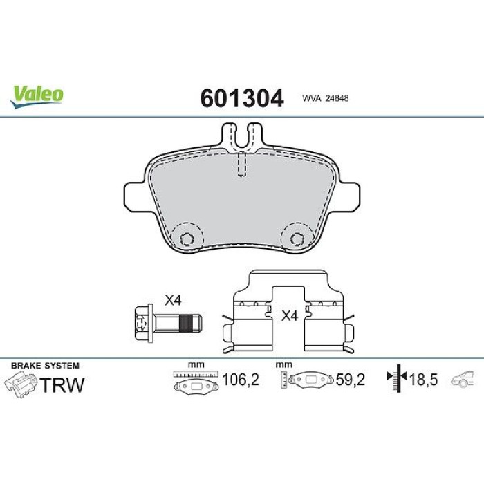Valeo Bremsbelagsatz 601304 Valeo Bremsbelagsatz 601304